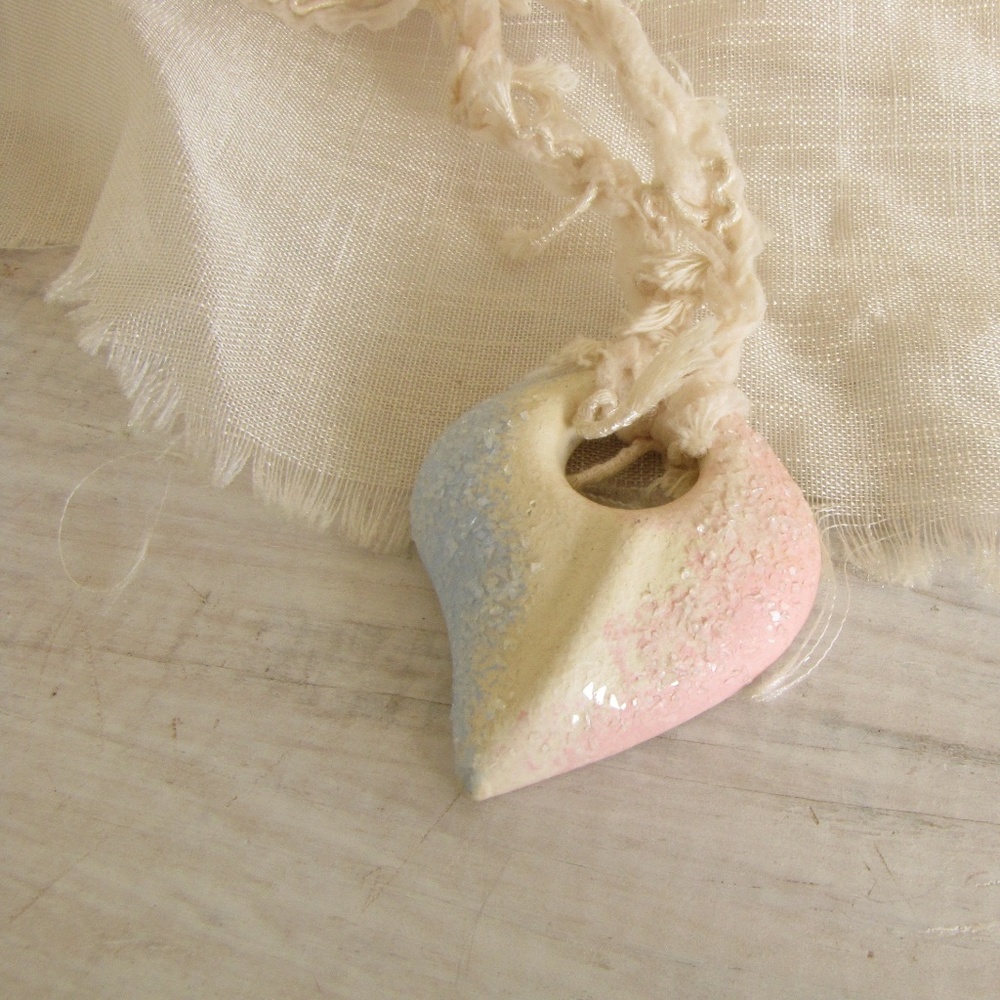 Ceramic Heart Pendant Necklace New